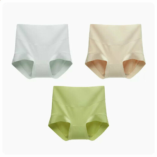 Hot Selling (3 pieces) High Waist Tummy Control Underwear [Pearl Gray + Apricot Milk Skin + Matcha Green] (M-XL size) (please contact customer service to confirm the delivery size after placing the order)
