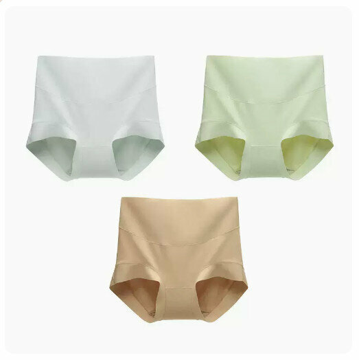 Hot Selling (3 pieces) High Waist Tummy Control Panties [Pearl Gray + Mint Green + Maple Sugar Color] (M-XL Size) (Please contact customer service to confirm the delivery size after placing the order)