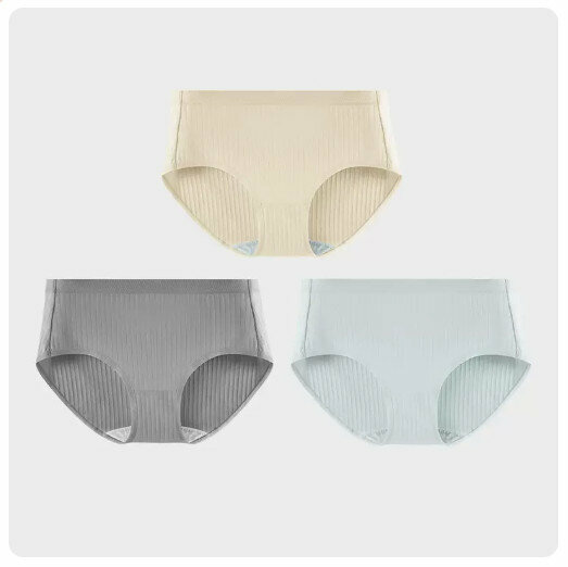Hot sale (3 pieces) pure cotton crotch antibacterial mid-high waist underwear [mid-waist] skin color + light coffee + light gray] (M-XL size) (please contact customer service to confirm the delivery size after placing the order)