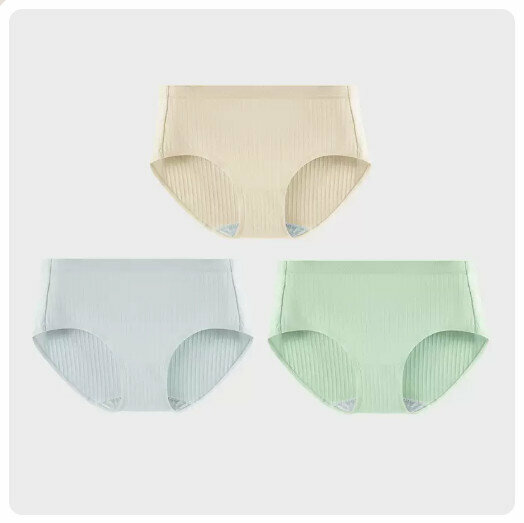 Hot sale (3 pieces) pure cotton crotch antibacterial mid-high waist underwear [mid-waist] skin color + light gray + light green] (M-XL size) (please contact customer service to confirm the delivery size after placing the order)