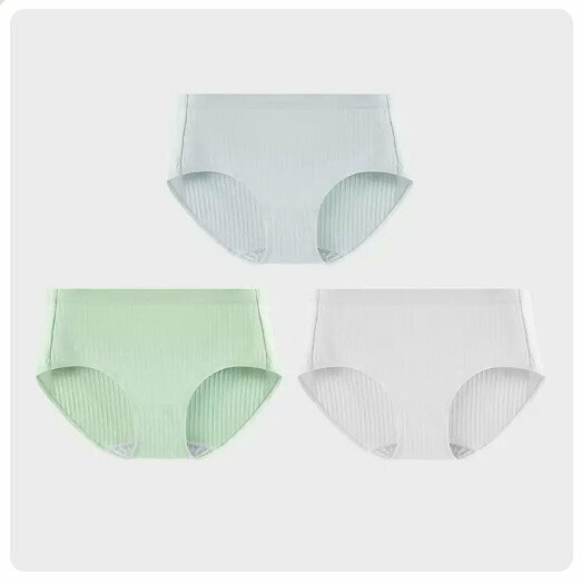 Hot sale (3 pieces) pure cotton crotch antibacterial mid-high waist underwear [mid-waist] light gray + light green + white] (M-XL size) (please contact customer service to confirm the delivery size after placing the order)