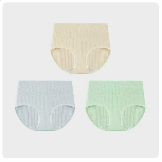 Hot Selling (3 pieces) Pure cotton crotch antibacterial mid-high waist underwear [high waist] skin color + light gray + light green] (M-XL size) (please contact customer service to confirm the delivery size after placing the order)