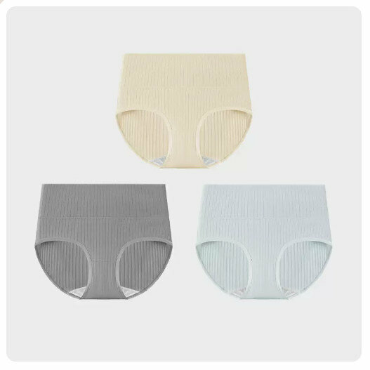 Hot Selling (3 pieces) Pure cotton crotch antibacterial mid-high waist underwear [high waist] skin color + light coffee + light gray] (M-XL size) (please contact customer service to confirm the delivery size after placing the order)