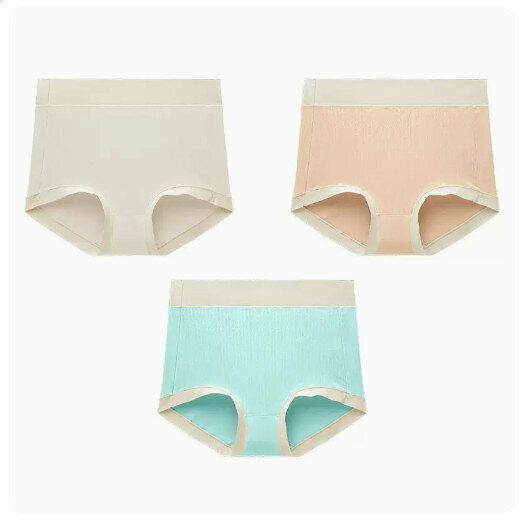 Best selling (3 pieces) antibacterial tummy control underwear [soft skin + light apricot + mint green] (XL size: suitable for weight 100-160 pounds)