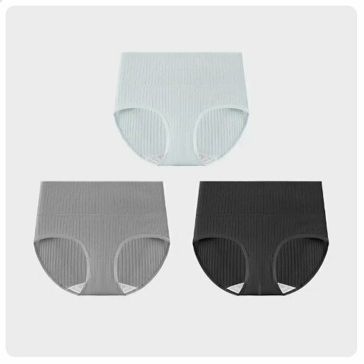 Hot sale (3 pieces) pure cotton crotch antibacterial mid-high waist underwear [high waist] light gray + light coffee + black] (M-XL size) (please contact customer service to confirm the delivery size after placing the order)
