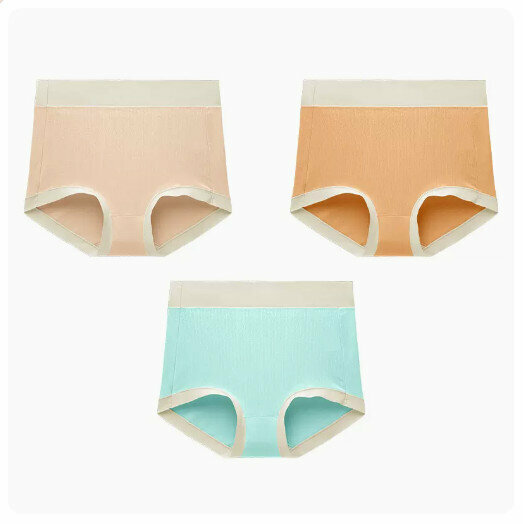 Hot Selling (3 pieces) Antibacterial Tummy Control Underwear [Light Apricot + Papaya Orange + Mint Green] (XL size: suitable for weight 100-160 pounds)