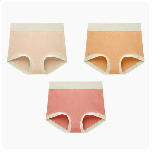 Hot Selling (3 pieces) Antibacterial Tummy Control Underwear [Light Apricot + Papaya Orange + Coral Red] (XL size: suitable for weight 100-160 pounds)