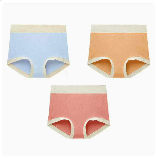 Hot Selling (3 Pairs) Antibacterial Tummy Control Underwear [Sardine Purple + Papaya Orange + Coral Red] (XL size: suitable for weight 100-160 pounds)
