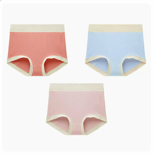 Hot Selling (3 pieces) Antibacterial Tummy Control Underwear [Coral Red + Sardine Purple + Soft Pink] (XL size: suitable for weight 100-160 pounds)