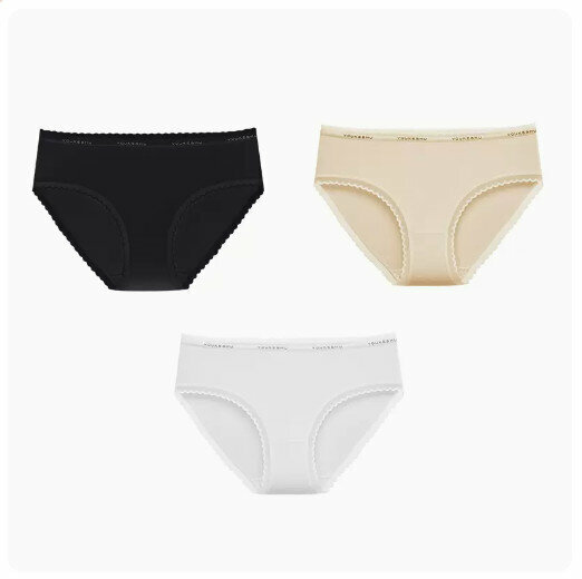Hot Selling (3 pieces) Pure Cotton Antibacterial Crotch Briefs [Black + Skin Color + White] (Size: M-XL) (Please contact customer service to confirm the delivery size after placing the order)