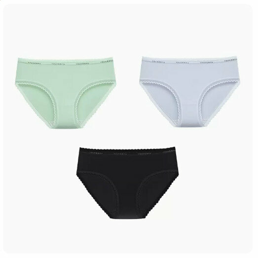 Hot Selling (3 pieces) Pure Cotton Antibacterial Crotch Briefs [Light Green + Light Purple + Black] (Size: M-XL) (Please contact customer service to confirm the delivery size after placing the order)