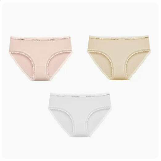 Hot Selling (3 pieces) Pure Cotton Antibacterial Crotch Briefs [Light Pink + Skin Color + White] (Size: M-XL) (Please contact customer service to confirm the delivery size after placing the order)