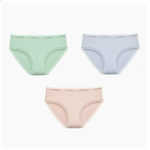 Hot Selling (3 pieces) Pure Cotton Antibacterial Crotch Briefs [Light Green + Light Purple + Light Pink] (Size: M-XL) (Please contact customer service to confirm the delivery size after placing the order)