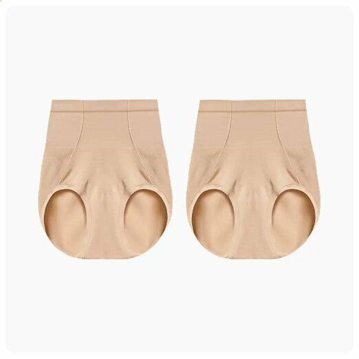 Hot Selling (2 pieces) Breathable Body Shaping Pants, Hip Lifting, Mid-waist Tummy Control Underwear [Skin Color + Skin Color] (Size: L-XL) (Please contact customer service to confirm the delivery size after placing the order)