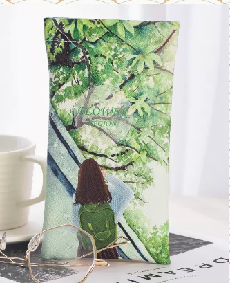 Hot selling printed glasses bag (Specification: Green Leaf Girl)