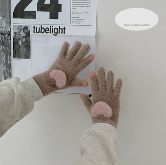 Hot selling winter warm and cold-proof plus velvet thickened gloves (coffee color) [one size fits all]