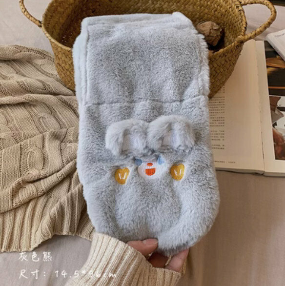 Popular winter thickened plush scarf (Grey Bear) [One size fits all]