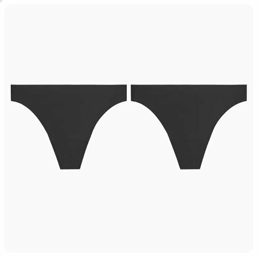 Popular style (2 pieces) T-shaped ice silk seamless underwear [black + black] (size: M-XL) (please contact customer service to confirm the delivery size after placing the order)