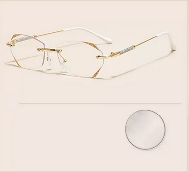Popular fashionable anti-blue light high-definition frameless ultra-light anti-fatigue reading glasses (Specification: 205 gold, anti-blue light 150 degrees [recommended for 50-54 years old])