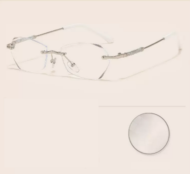 Popular fashionable anti-blue light high-definition frameless ultra-light anti-fatigue reading glasses (Specification: 205 silver, anti-blue light 150 degrees [recommended for 50-54 years old])