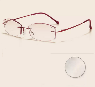 Popular anti-blue light, anti-fatigue, elegant diamond-cut reading glasses, rimless glasses for farsightedness (Specifications: Charming red, anti-blue light 350 degrees [recommended for 70-74 years old])