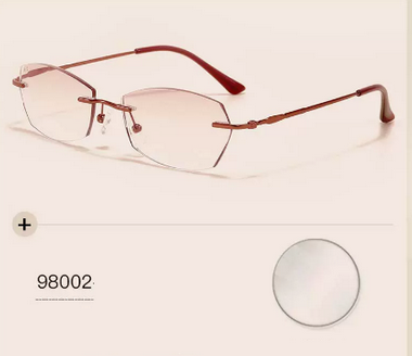 Popular high-definition anti-blue light high-end anti-fatigue farsighted rimless reading glasses (Specification: 98002 Charming Red anti-blue light 250 degrees [recommended for 60-64 years old])