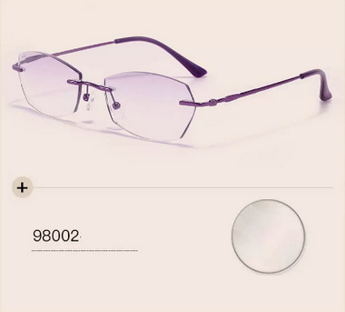 Popular high-definition anti-blue light high-end anti-fatigue farsighted rimless reading glasses (Specification: 98002 Elegant purple anti-blue light 250 degrees [recommended for 60-64 years old])