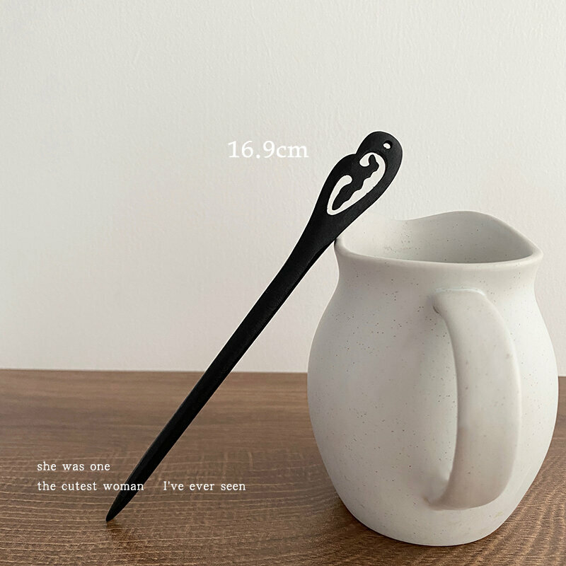 Hot style antique wooden hairpin hair accessories (black log-Yunqing)
