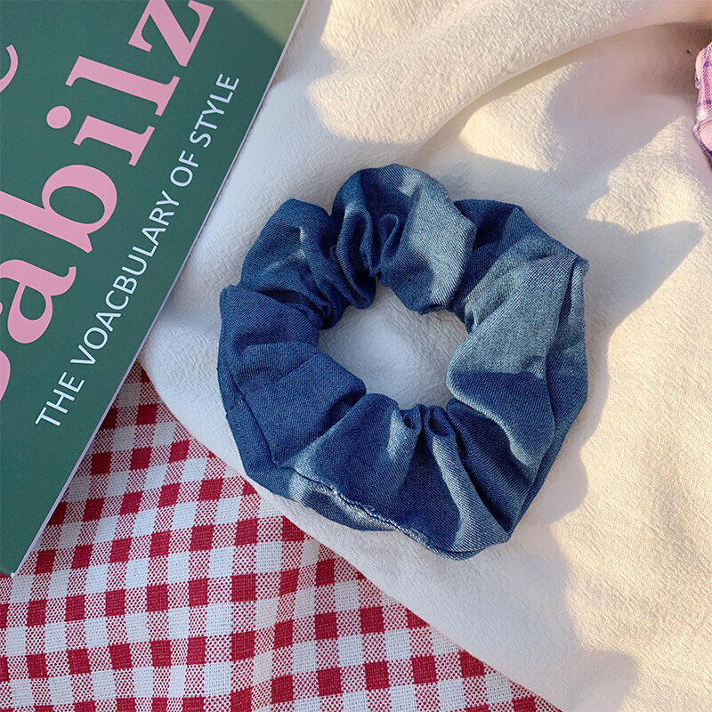 Popular fashion hair ties and hair accessories (denim blue denim)