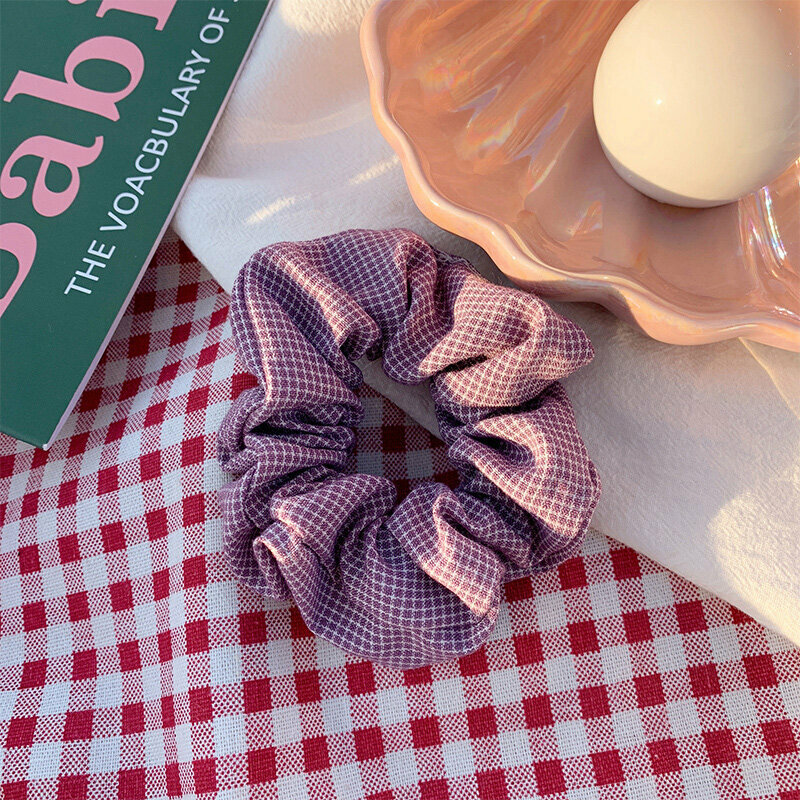 Popular fashion hair tie hair accessories (grid purple potato color)