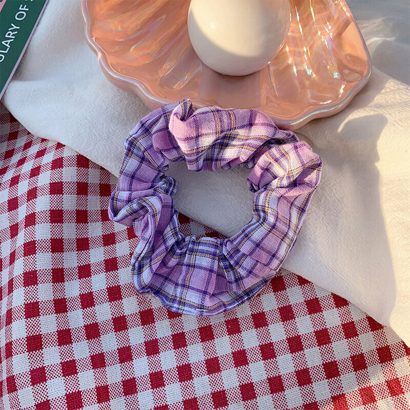 Popular fashionable hair ties and hair accessories (grape purple plaid)