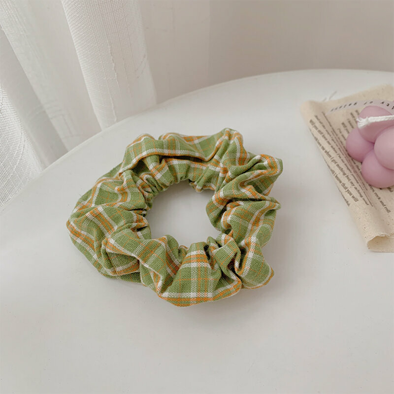 Popular fashionable hair ties and hair accessories (matcha green plaid)