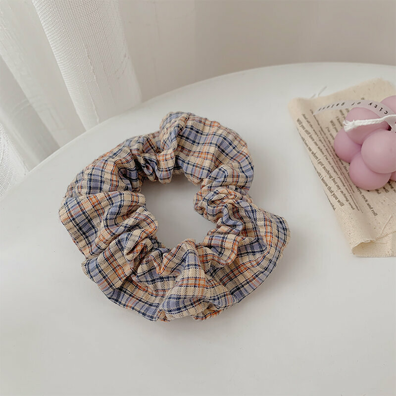 Popular fashionable hair ties and hair accessories (almond blue check)