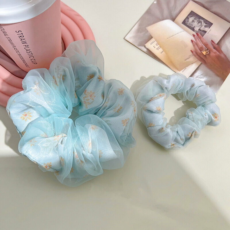 Popular fashionable hair ties and hair accessories (1 large blue + 1 small)
