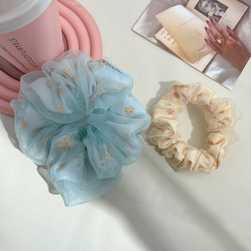 Popular fashionable hair ties and hair accessories (1 large blue + 1 small rice)