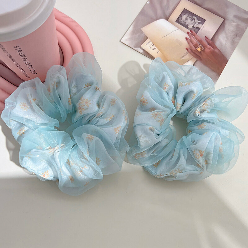 Popular fashionable hair ties and hair accessories (2 large blue sizes)