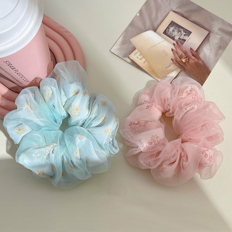 Popular fashionable hair ties and hair accessories (2 large blue and pink sizes)