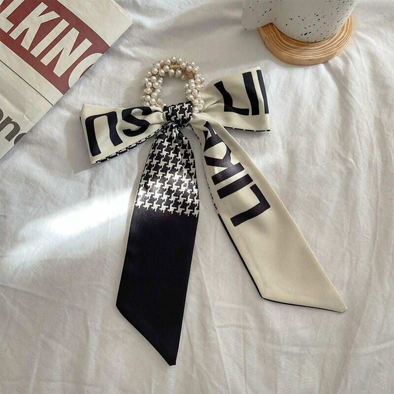Popular fashion bow hair tie hair accessories (houndstooth letters-hair rope)