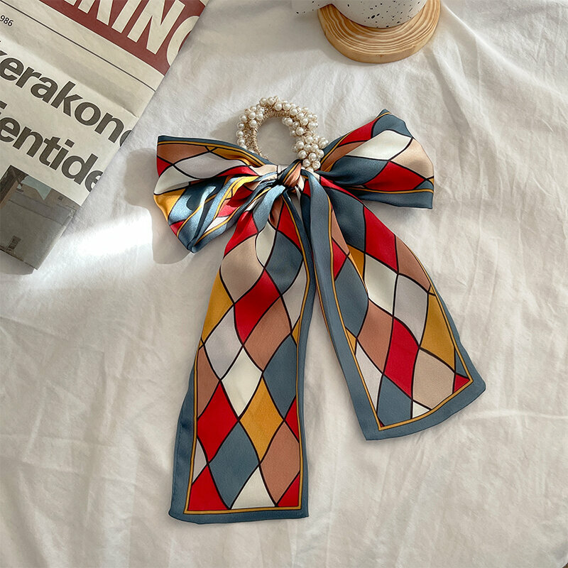 Popular fashion bow hair tie hair accessories (diamond plaid-hair rope)