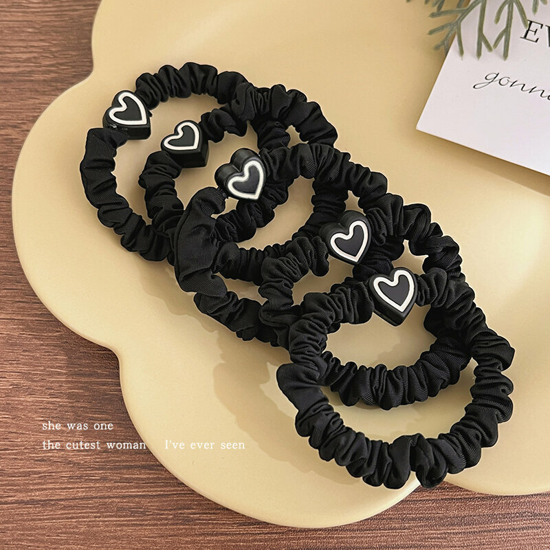 Popular fashionable hair ties and hair accessories (love black - 5 pieces)