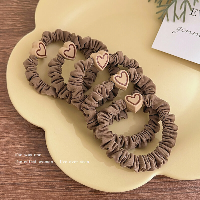Popular fashionable hair ties and hair accessories (love light coffee - 5 pieces)