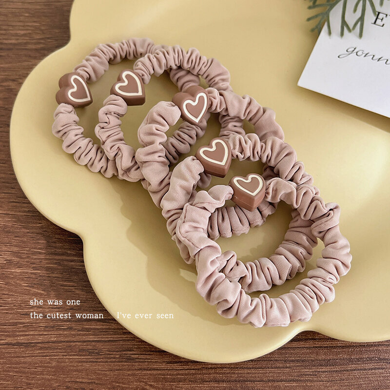 Popular fashionable hair ties and hair accessories (love apricot color - 5 pieces)