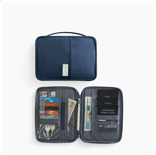 Hotly recommended multi-functional ID storage bag [large size - navy blue]