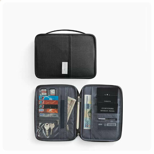 Hotly recommended multi-functional ID storage bag [large size - low-key black]