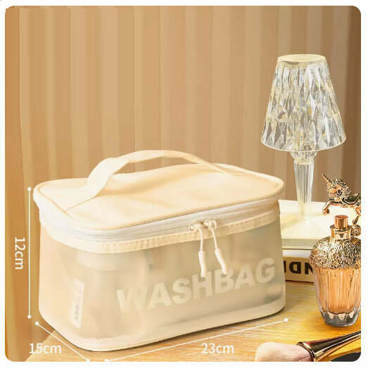 Hot recommended waterproof portable travel cosmetics storage bag [white square handbag-large size]