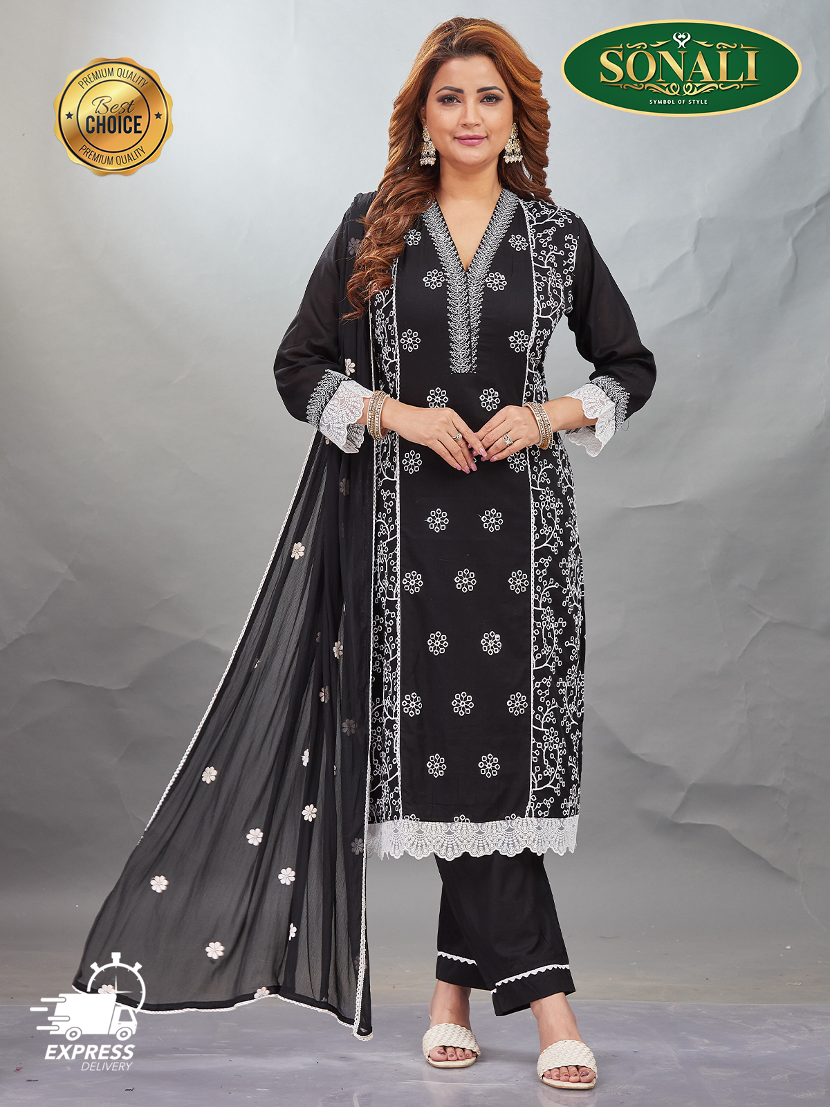 [READY STOCK] Sonali Premier Quality Women's Punjabi Suits / Women's Kurti Set Indian Tradition Women's Set - Q1906