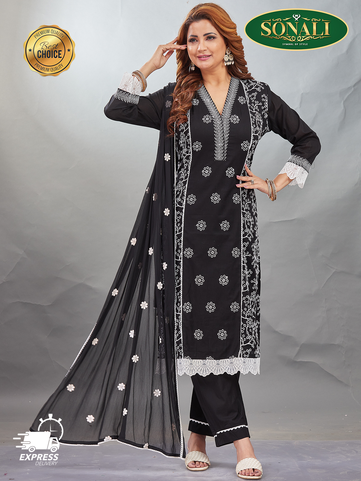 [READY STOCK] Sonali Premier Quality Women's Punjabi Suits / Women's Kurti Set Indian Tradition Women's Set - Q1906