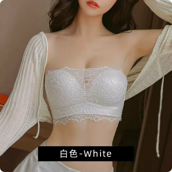 新款無肩帶抹胸防滑胸圍內衣（白色）【尺碼：75B】