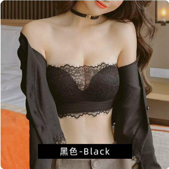 新款無肩帶抹胸防滑胸圍內衣（黑色）【尺碼：70A】