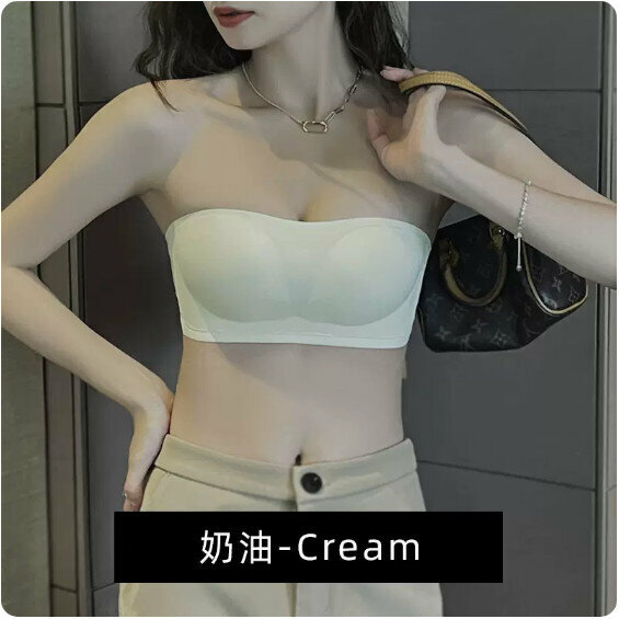 新款夏季薄款無肩帶聚攏胸圍內衣（奶油）【尺碼：S碼】